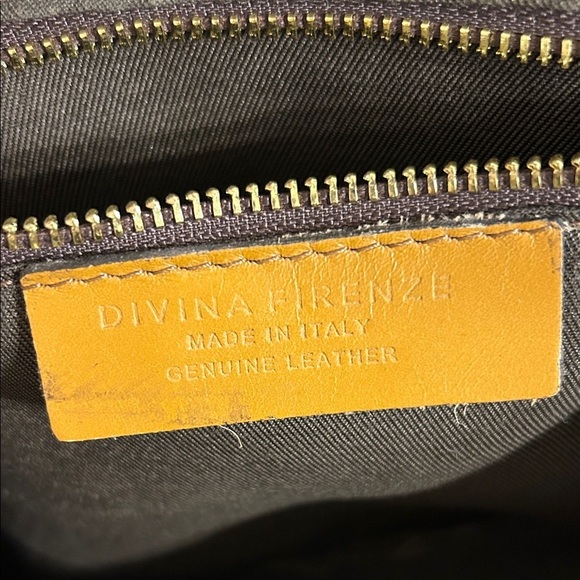 Divina Firenze Green and Tan Leather Backpack with Gold Toned Hardware